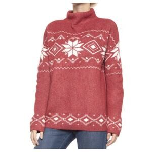 Christian Siriano Fair Isle Mockneck Sweater & Hat Red Size L